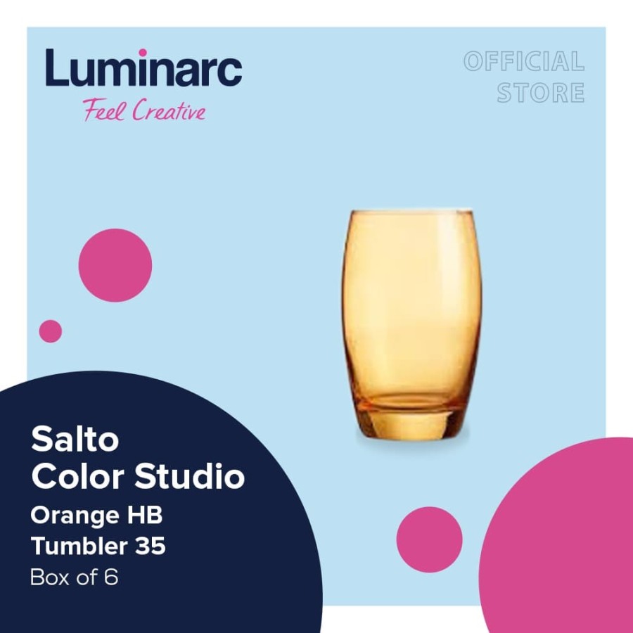 Luminarc Gelas Salto Color Studio - Orange H/B Tumbler 35 - Box of 6